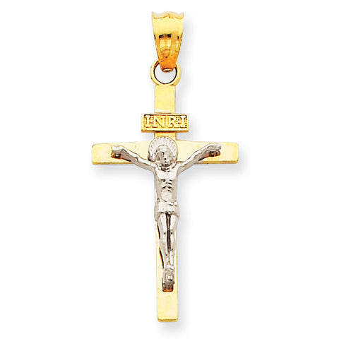 14K Two-tone INRI Crucifix Pendant D3669 - shirin-diamonds