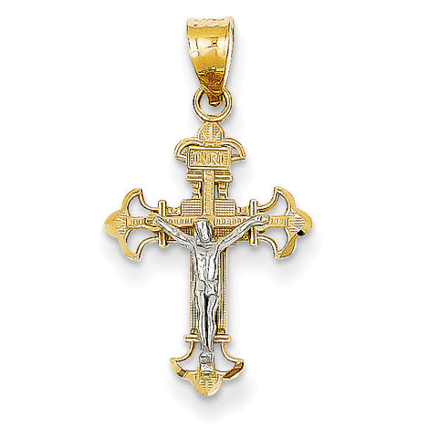 14K Two-tone INRI Crucifix Charm D3675 - shirin-diamonds