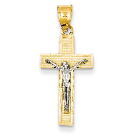 14K Two-tone Diamond-cut Crucifix Charm D3689 - shirin-diamonds