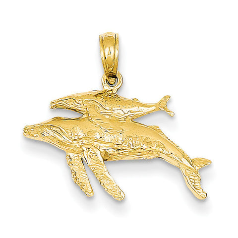 14K Mother and Baby Humpback Whale Pendant D4130 - shirin-diamonds