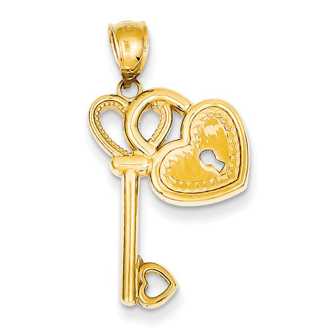 14k Heart Key & Lock Pendant D4362 - shirin-diamonds