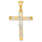 14k Two-tone CZ Crucifix Pendant D889 - shirin-diamonds