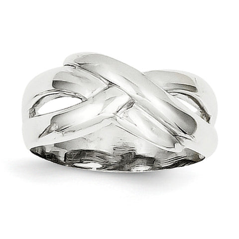 14k White Gold Polished X Dome Ring D906 - shirin-diamonds