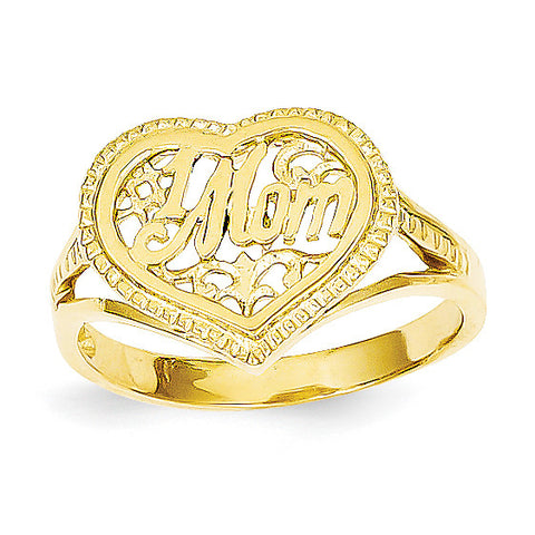 14k #1 Mom in Heart Ring D938 - shirin-diamonds
