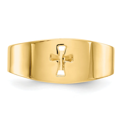 14k Polished Cut-out Cross Ring D973