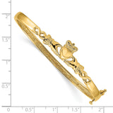 14k 4mm Diamond-cut Claddagh Hinged Bangle Bracelet DB249 - shirin-diamonds