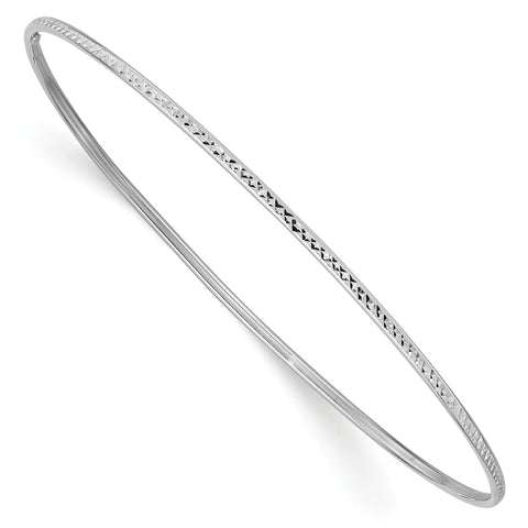 14k 1.5mm White Gold Diamond-Cut Slip-on Bangle Bracelet DB546 - shirin-diamonds