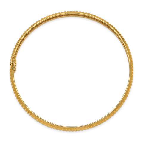 14k Yellow Gold Polished Textured Flexible Bangle DB601 - shirin-diamonds