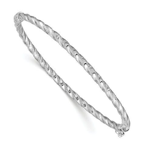 14kw Polished Textured Hinged Bangle Bracelet DB625 - shirin-diamonds