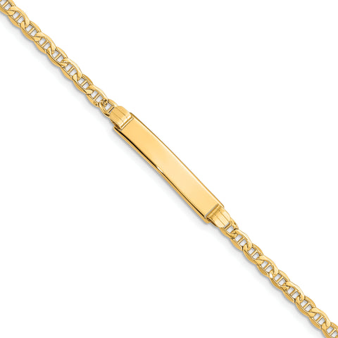 14k Polished ID with Semi-Solid Anchor Bracelet DCID105 - shirin-diamonds