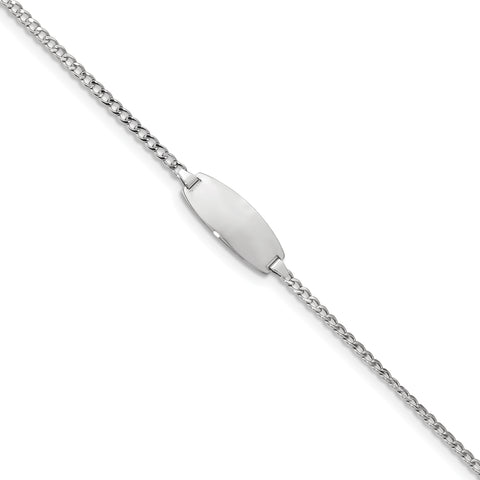 14kw Oval ID Semi-Solid Curb Bracelet DCID144W - shirin-diamonds