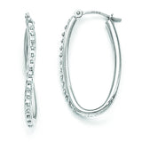 14k White Gold Diamond Fascination Oval Hinged Hoop Earrings DF108 - shirin-diamonds