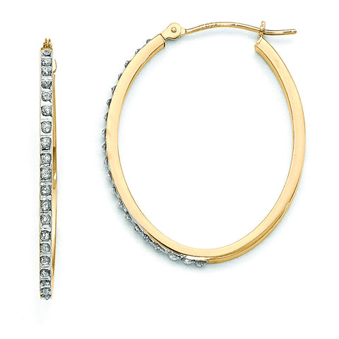 14k Diamond Fascination Oval Hinged Hoop Earrings DF110 - shirin-diamonds