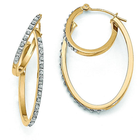 14k Diamond Fascination Hinged Double Hoop Earrings DF113 - shirin-diamonds