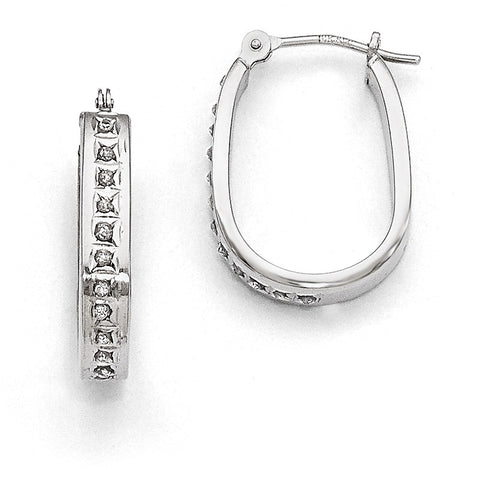 14k White Gold Diamond Fascination Squared Hinged Hoop Earrings DF131 - shirin-diamonds