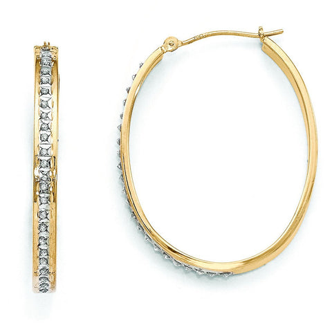 14k Diamond Fascination Oval Hinged Hoop Earrings DF135 - shirin-diamonds
