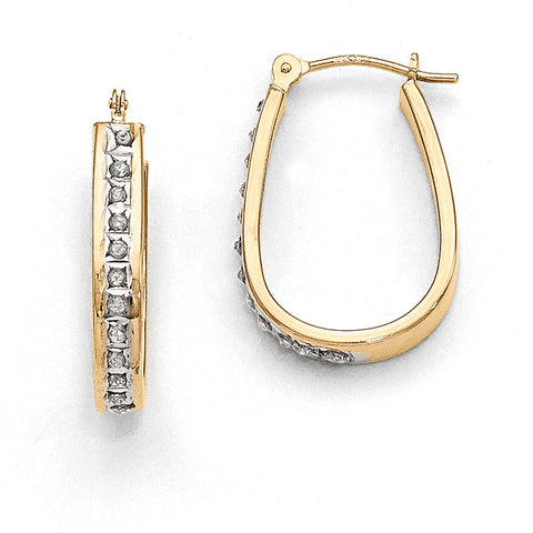 14k Diamond Fascination Squared Hinged Hoop Earrings DF136 - shirin-diamonds