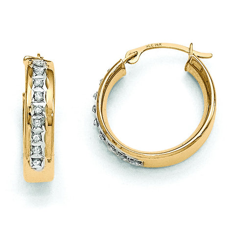 14k Diamond Fascination Round Hinged Post Hoop Earrings DF143 - shirin-diamonds