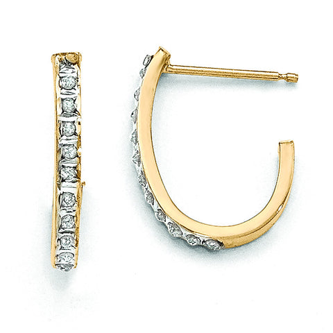 14k Diamond Fascination Post J Hoop Earrings DF144 - shirin-diamonds
