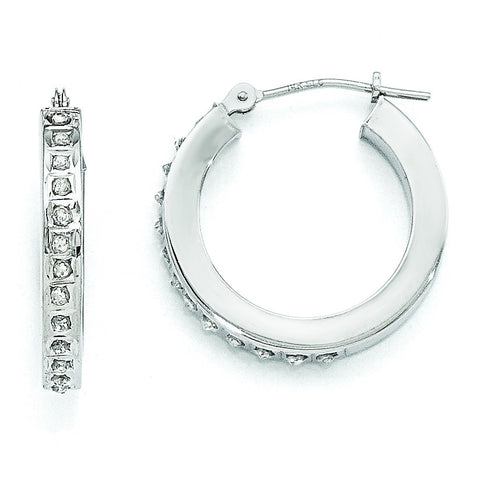 14k White Gold Diamond Fascination Round Hinged Hoop Earrings DF158 - shirin-diamonds