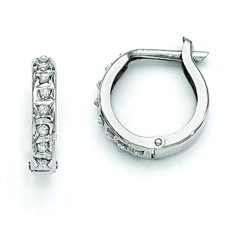 14k White Gold Diamond Fascination Round Hinged Hoop Earrings DF169 - shirin-diamonds