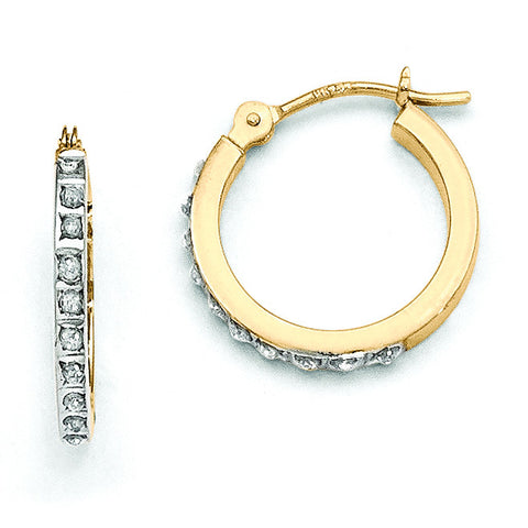 14k Diamond Fascination Small Hinged Leverback Hoop Earrings DF172 - shirin-diamonds