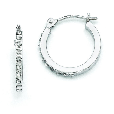 14k White Gold Diamond Fascination Hinged Hoop Earrings DF176 - shirin-diamonds