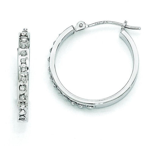 14k White Gold Diamond Fascination Round Hinged Hoop Earrings DF229 - shirin-diamonds