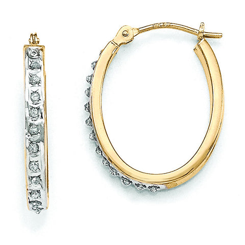 14k Diamond Fascination Oval Hinged Hoop Earrings DF234 - shirin-diamonds