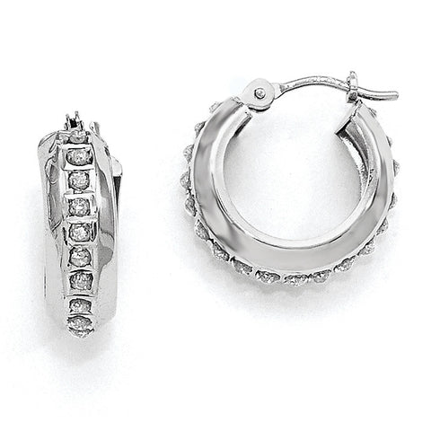 14k White Gold Diamond Fascination Round Hinged Hoop Earrings DF252 - shirin-diamonds
