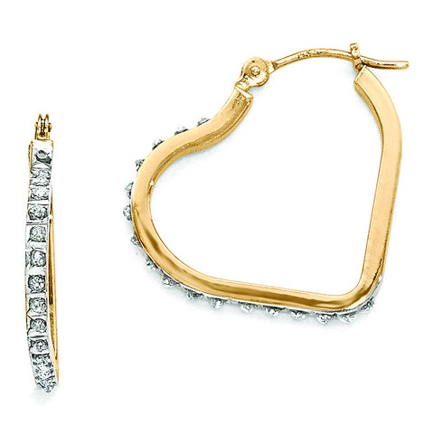 14k Diamond Fascination Heart Hinged Hoop Earrings DF258 - shirin-diamonds