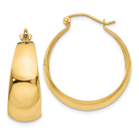 14k Polished 10.5mm Tapered Hoop Earrings E674 - shirin-diamonds