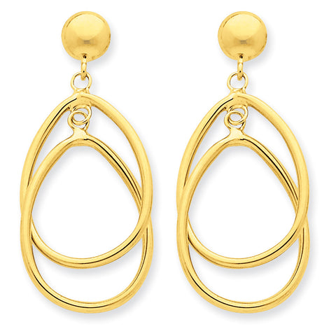 14k Polished Oval Dangle Earrings E780 - shirin-diamonds