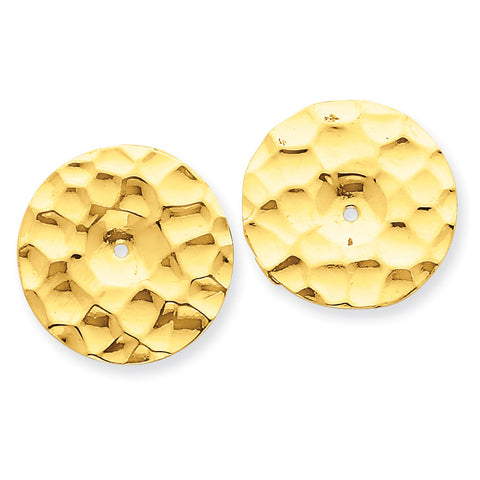 14k Polished Hammered Disc Earring Jackets E896J - shirin-diamonds