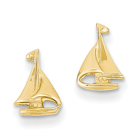 14k Sail Boat Earrings E905 - shirin-diamonds