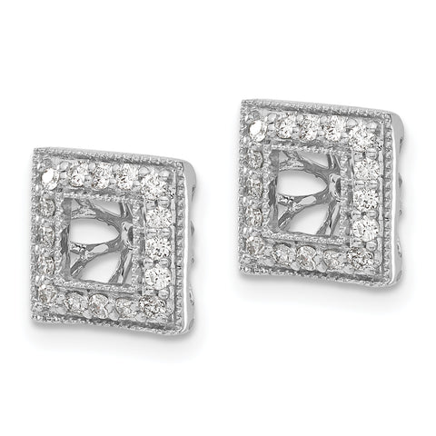 14K White Gold Lab Grown Diamond Square Jacket Earrings 0.336CTW