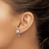 14K White Gold Lab Grown Diamond & Multi Gemstone Semi Mount Earrings CTW