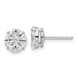 14K White Gold Lab Grown Diamond Round & Marquise Post Earrings 0.987CTW