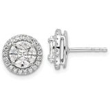 14K White Gold Lab Grown Diamond Halo Round & Marquise Post Earrings 1.007CTW