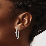 14K White Gold Lab Grown Diamond Front/Back Post Dangle Earrings 0.839CTW