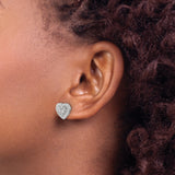 14K White Gold Lab Grown Diamond SI1/SI2, G H I, Halo Heart Post Earrings 0.738CTW