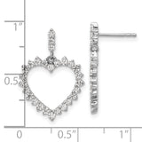 14K White Gold Lab Grown Diamond Open Heart Post Dangle Earrings 0.99CTW