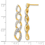 14K Lab Grown Diamond SI1/SI2, G H I, Twisted Link Post Dangle Earrings 1.018CTW
