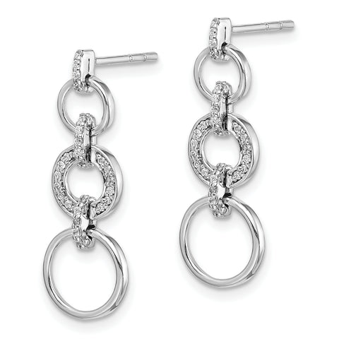 14K White Gold Lab Grown Diamond Fancy Dangle Earrings 0.156CTW