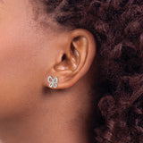 14K White Gold Lab Grown Diamond Butterfly Earrings 0.16CTW