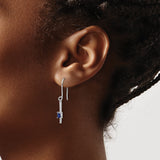 14K White Gold Lab Grown Diamond and Created Sapphire Fancy Earrings 0.138CTW