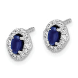 14K White Gold Lab Grown Diamond and Cabochon Cr Sapphire Earrings 0.16CTW