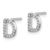 14K White Gold Lab Grown Diamond Letter A Initial Post Earrings