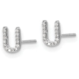 14K White Gold Lab Grown Diamond Letter A Initial Post Earrings