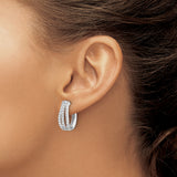 14K White Gold Lab Grown Diamond SI1/SI2, G H I, Hinged Hoop Earrings 0.99CTW